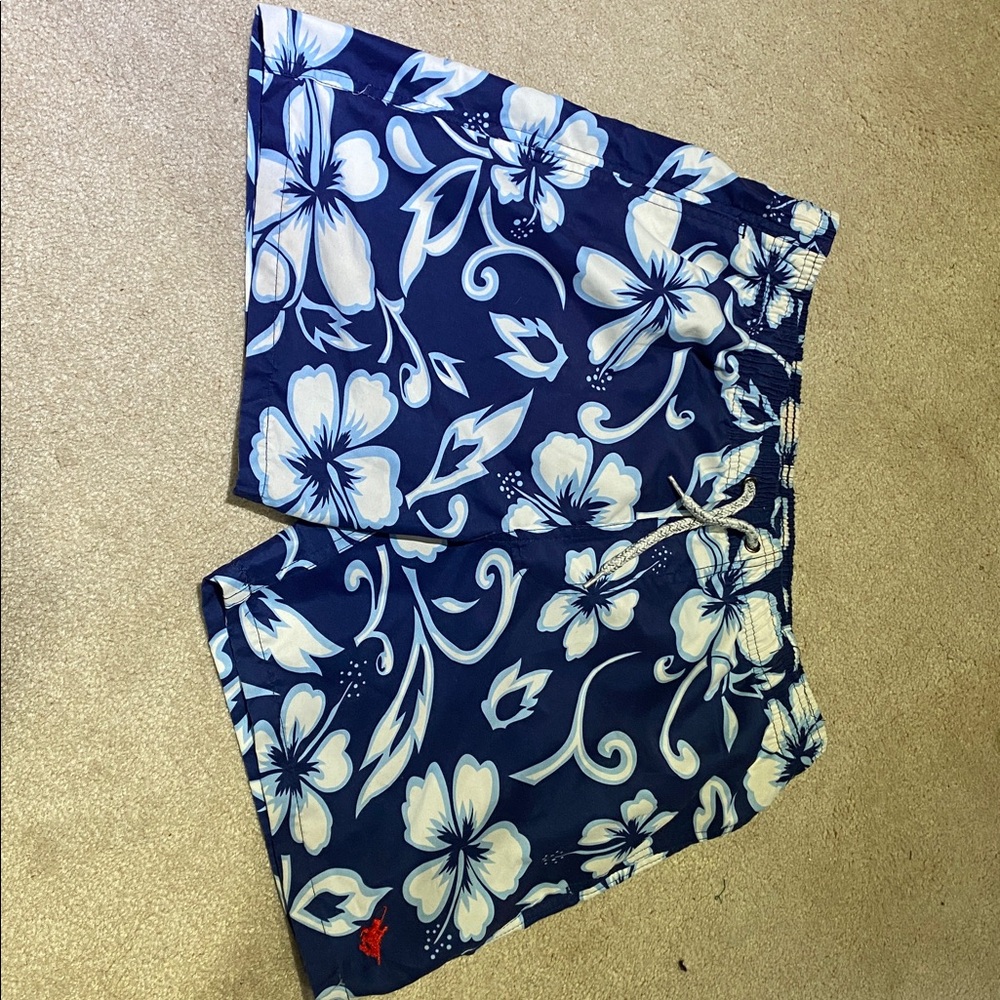 Polo Floral Blue and White Swim Shorts